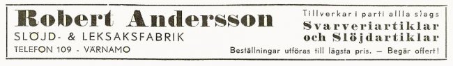 Robert Andersson Sljd & Leksaksfabrik