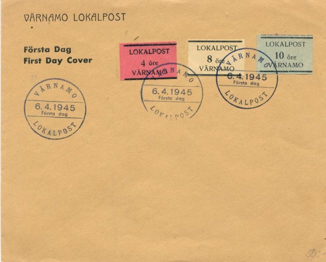 Frstadagsbrev Lokalpost Vrnamo