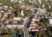 Flygfoto över centrum av Värnamo 1971 Flygfoto över centrum av Värnamo 1971